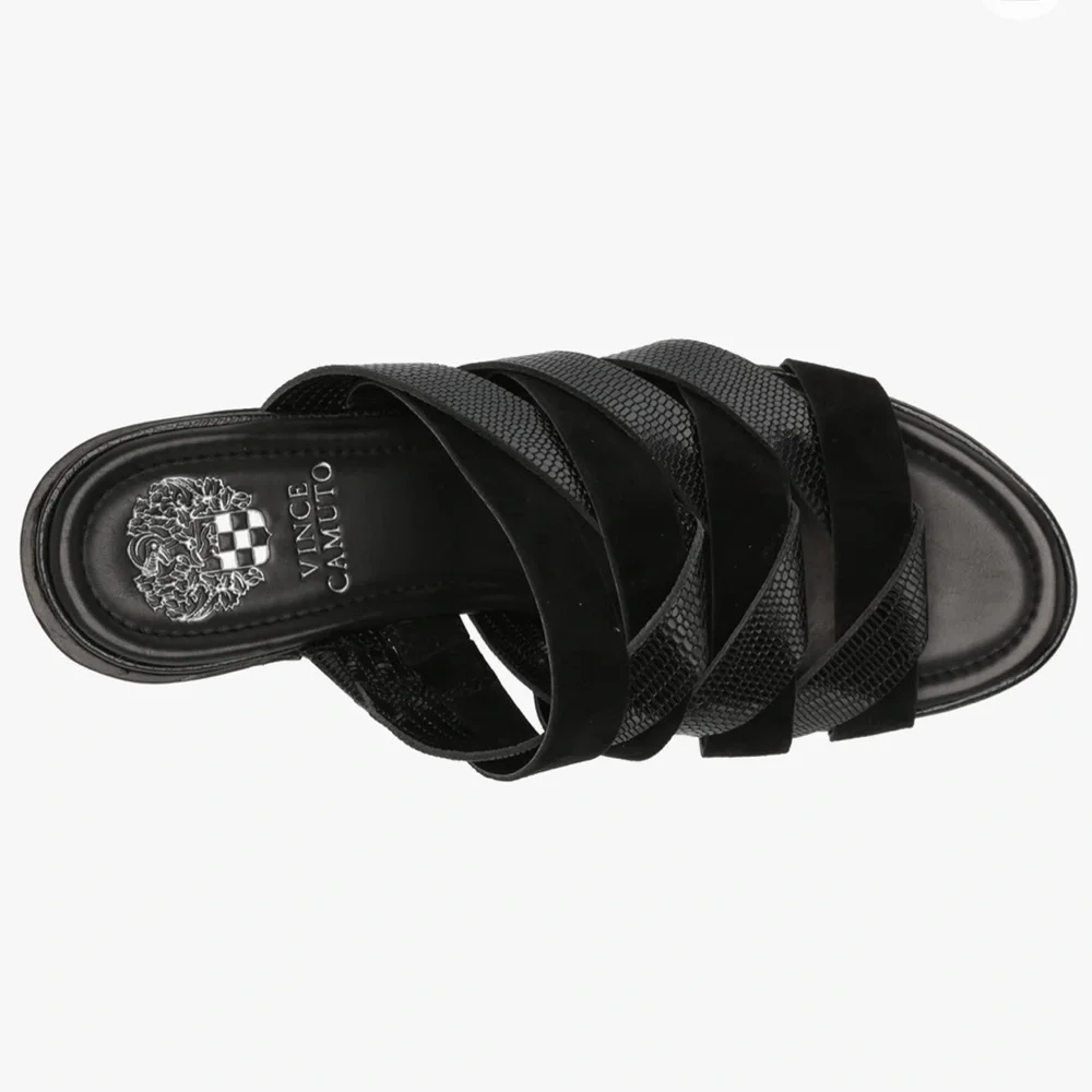 Vince Camuto Deljesta Black Braided Leather Strap Mules Size 8.5 - Picture 5 of 9